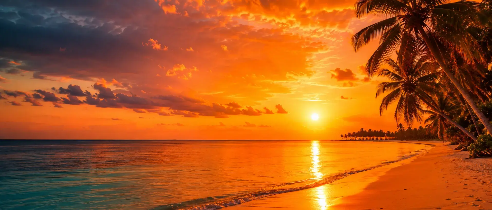 Golden sunset over a Lakshadweep beach